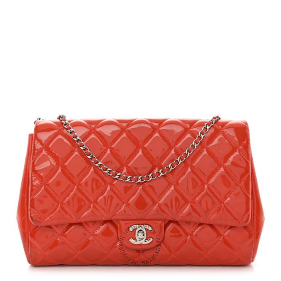 Túi xách đeo chéo Chanel Patent Quilted Clutch with Chain Flap Dark Pink FPTC1001