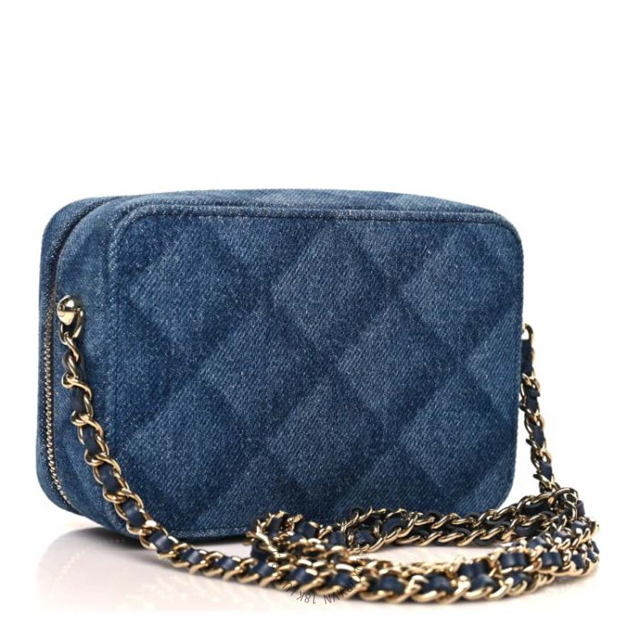 Túi xách đeo chéo Chanel Printed Denim CC Camera Case Blue FPTC301