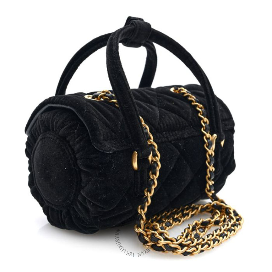 Túi xách đeo chéo Chanel Velvet Quilted Mini Top Handle Flap Black FPTC744