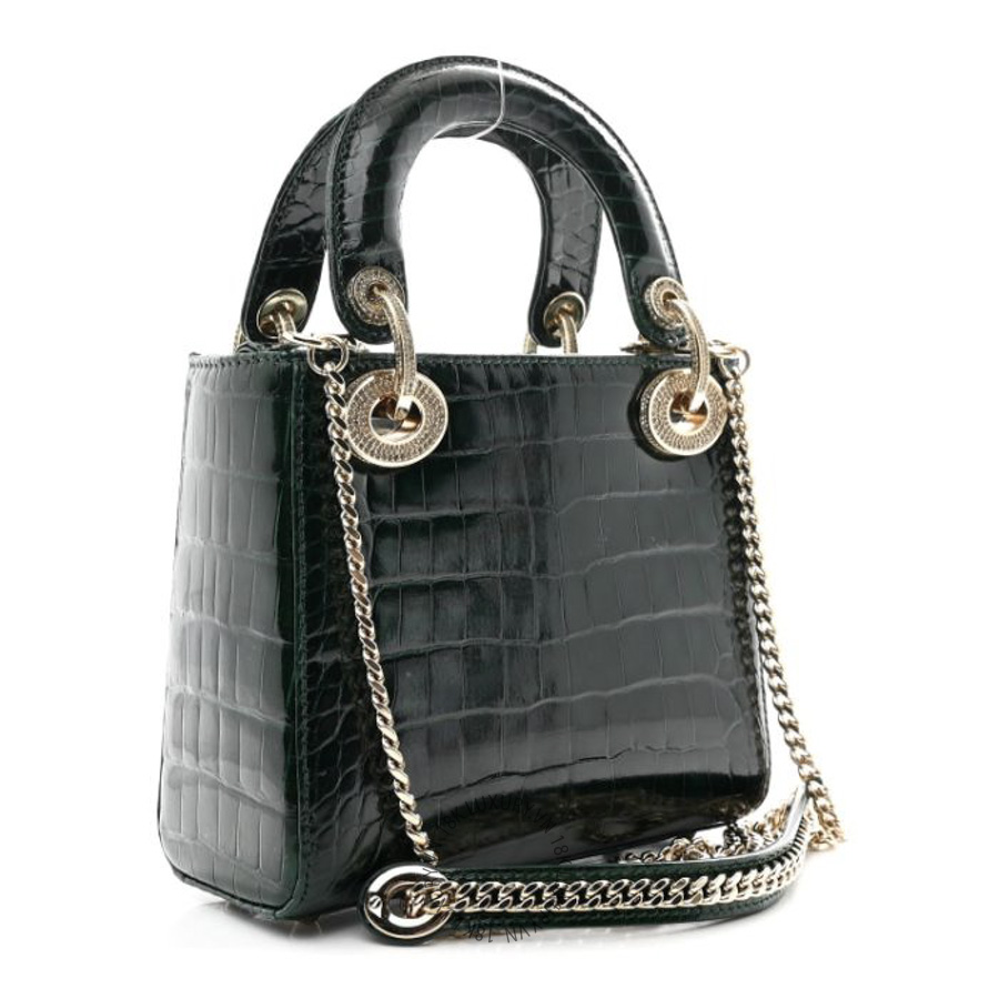 Túi Xách Đeo Chéo Christian Dior Alligator Crystal Mini Lady Dior Dark Green SPSS095