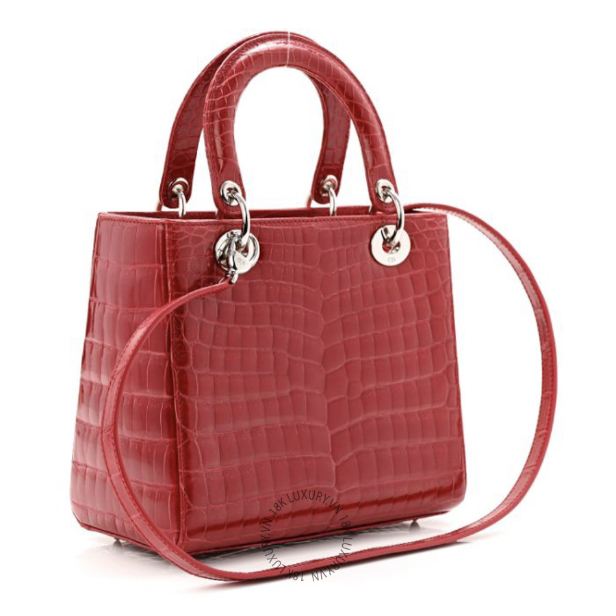 Túi Xách Đeo Chéo Christian Dior Alligator Medium Lady Dior Red SPSS278
