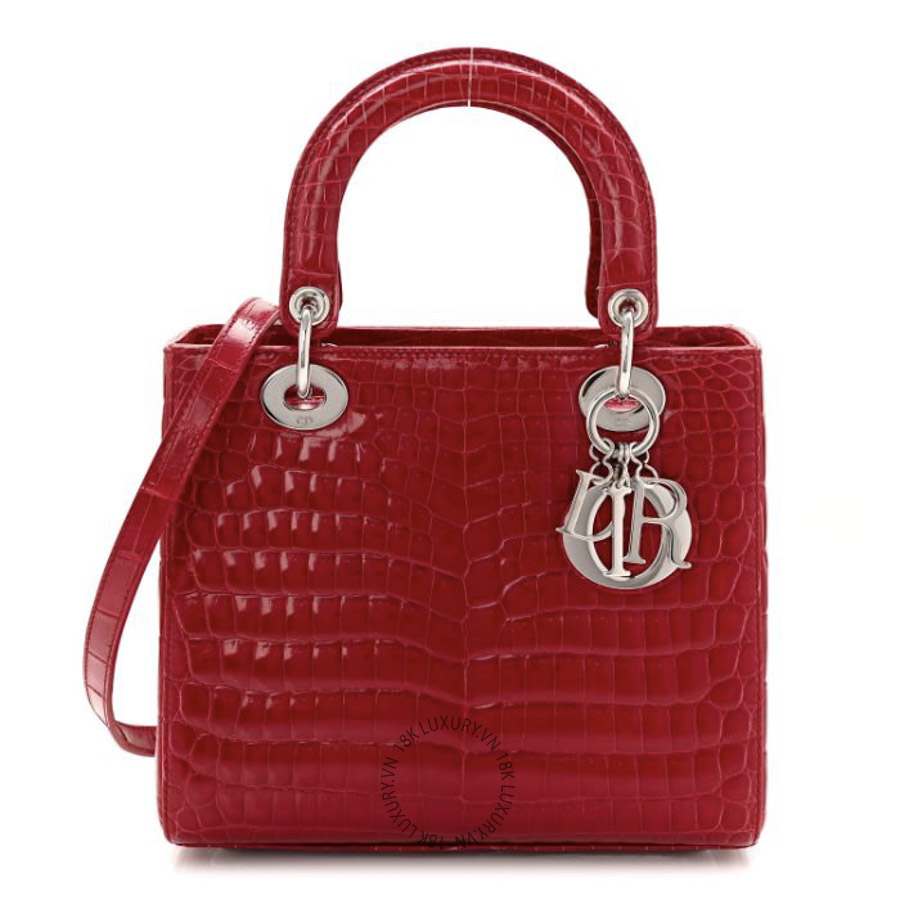 Túi Xách Đeo Chéo Christian Dior Alligator Medium Lady Dior Red SPSS278