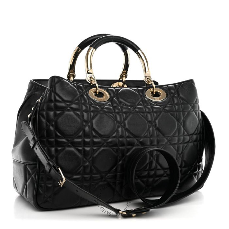 Túi xách đeo chéo Christian Dior Calfskin Cannage Large The Lady 95.22 Black DIO275