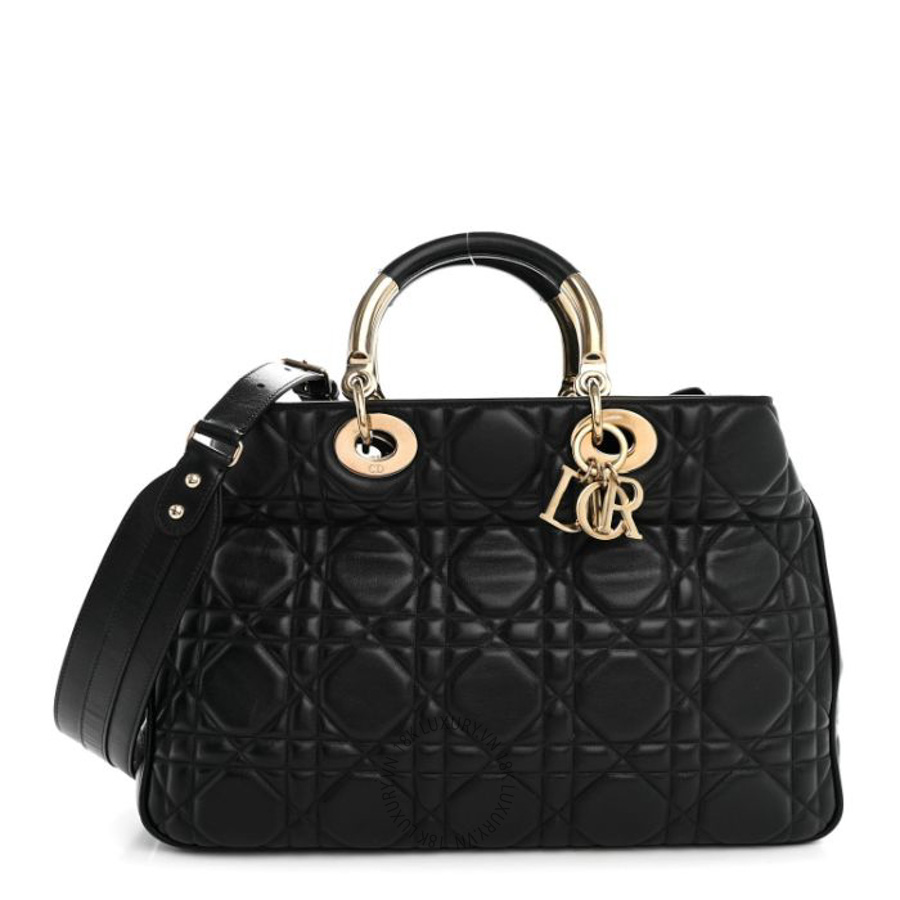 Túi xách đeo chéo Christian Dior Calfskin Cannage Large The Lady 95.22 Black DIO275