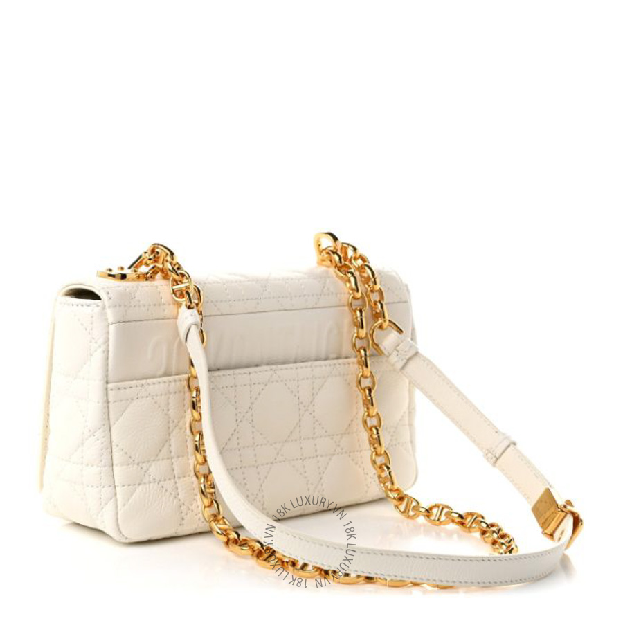 Túi xách đeo chéo Christian Dior Calfskin Cannage Small Caro Bag Ivory DIO214
