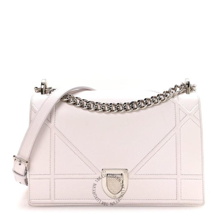 Túi Xách Đeo Chéo Christian Dior Calfskin Medium Diorama Flap Bag Off White SPSS089