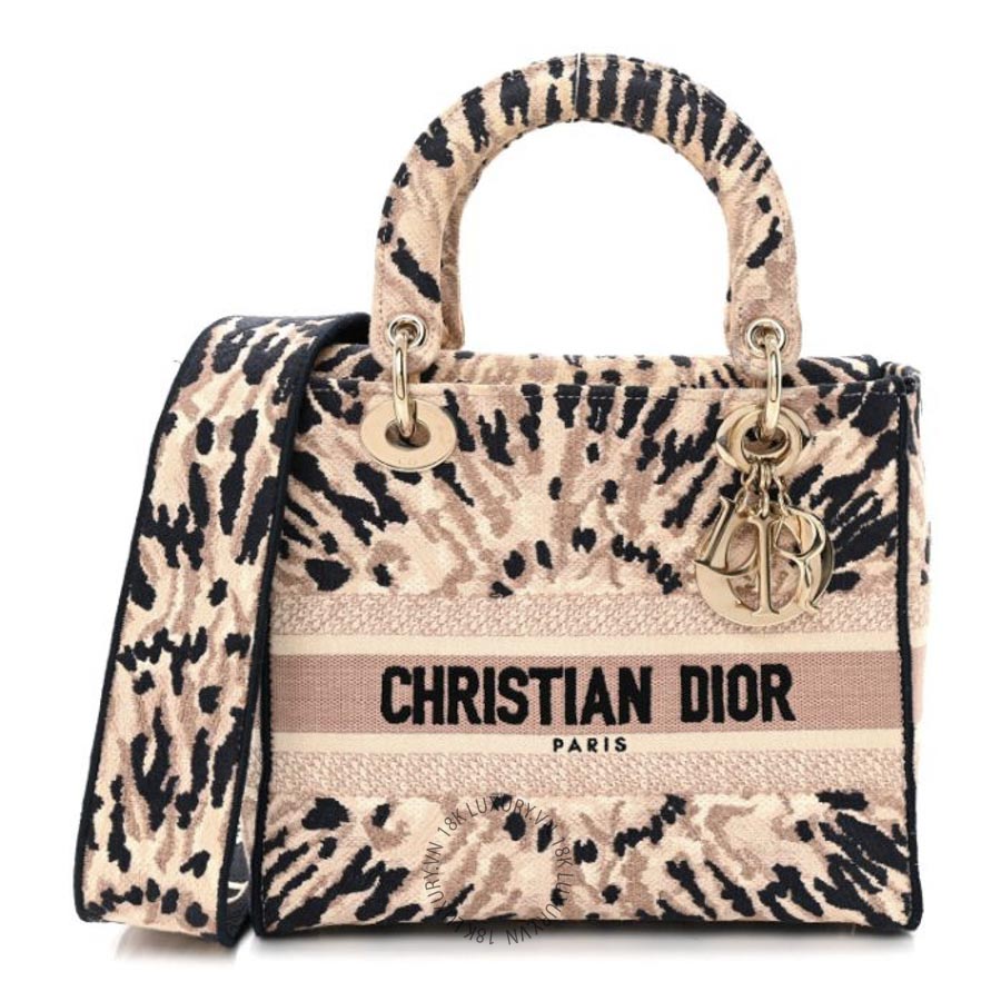 Túi Xách Đeo Chéo Christian Dior Canvas Embroidered Medium Tie And Dior Lady D-Lite Multicolor SPSS145
