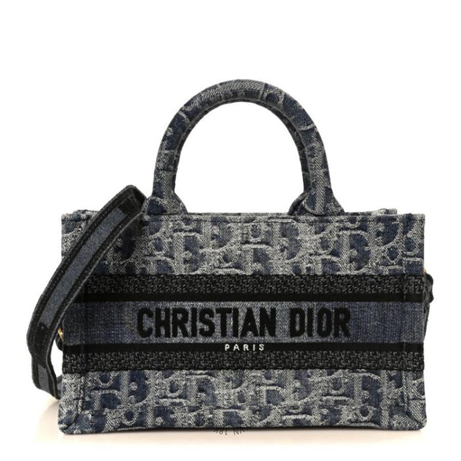 Túi Xách Đeo Chéo Christian Dior Denim Oblique Mini Book Tote With Strap Blue SPSS121