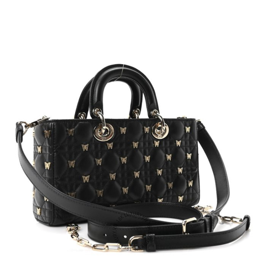 Túi Xách Đeo Chéo Christian Dior Lambskin Butterfly Cannage Lady D-Joy Black SPSS046