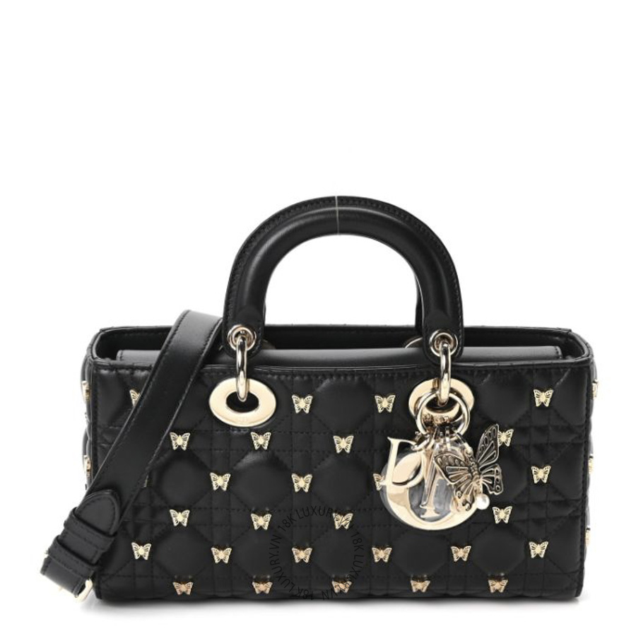 Túi Xách Đeo Chéo Christian Dior Lambskin Butterfly Cannage Lady D-Joy Black SPSS046
