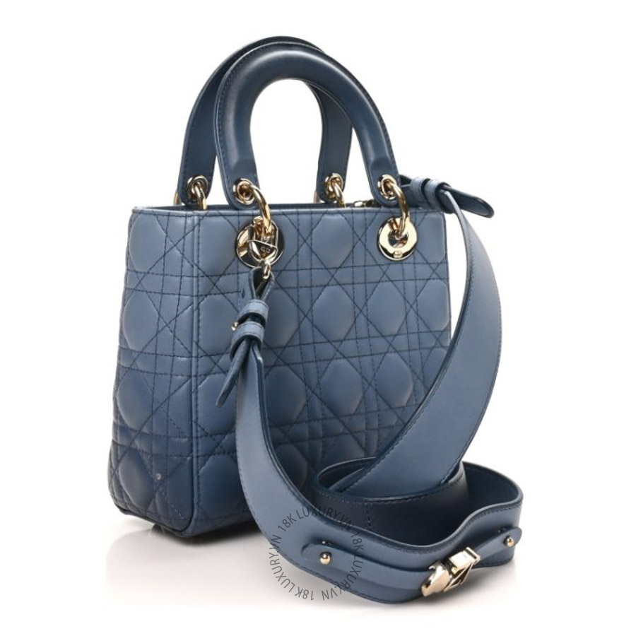 Túi xách đeo chéo Christian Dior Lambskin Cannage Gradient Small My ABCDior Lady Dior Indigo Blue DIO284