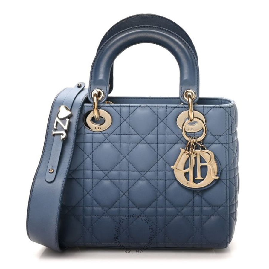 Túi xách đeo chéo Christian Dior Lambskin Cannage Gradient Small My ABCDior Lady Dior Indigo Blue DIO284