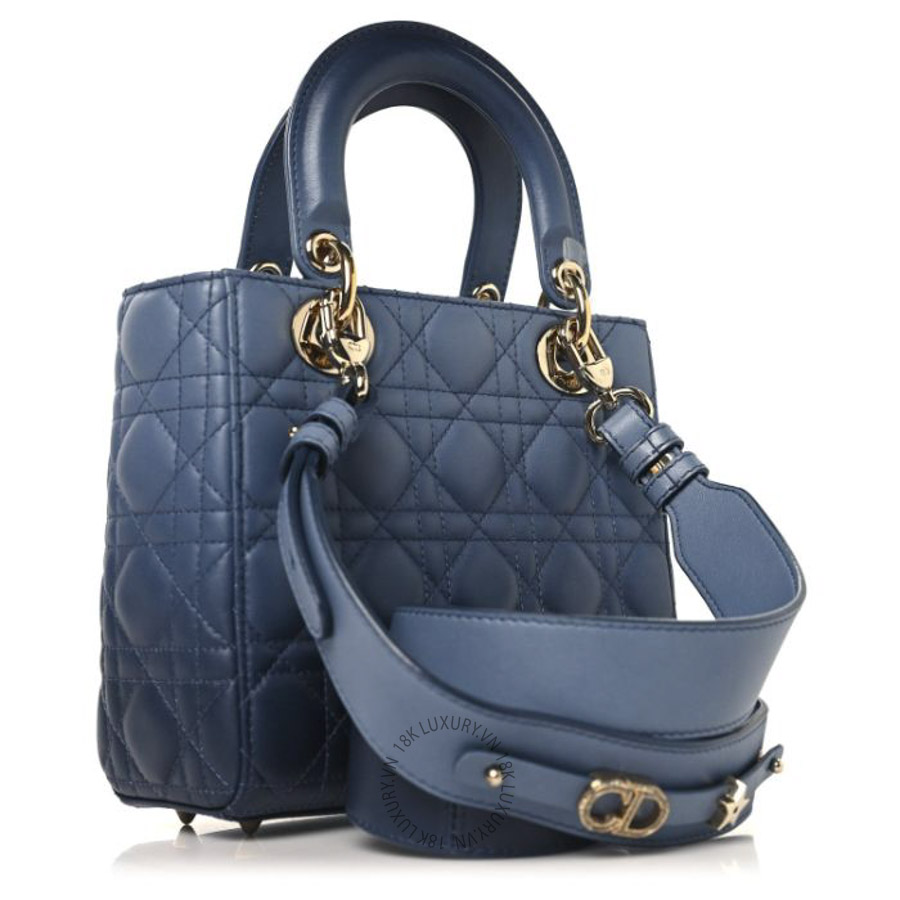 Túi xách đeo chéo Christian Dior Lambskin Cannage Gradient Small My ABCDior Lady Dior Indigo Blue FPTD098