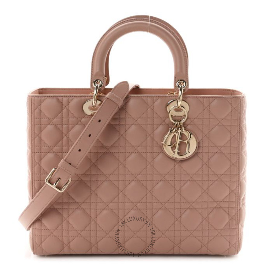 Túi xách đeo chéo Christian Dior Lambskin Cannage Large Lady Dior Fard FPTD147