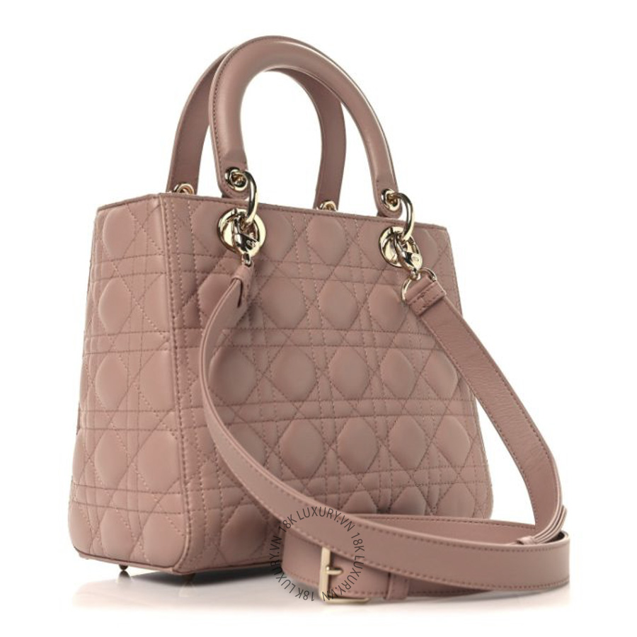 Túi Xách Đeo Chéo Christian Dior Lambskin Cannage Medium Lady Dior Fard SPSS215