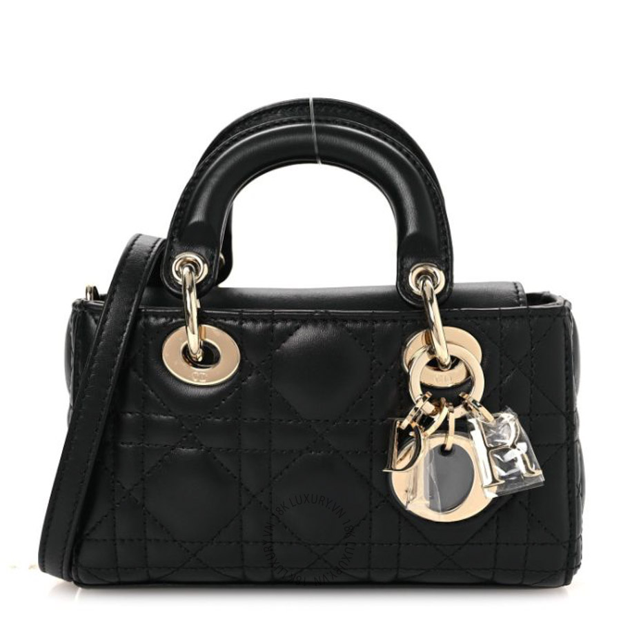Túi xách đeo chéo Christian Dior Lambskin Cannage Micro Lady D-Joy Black DIO256