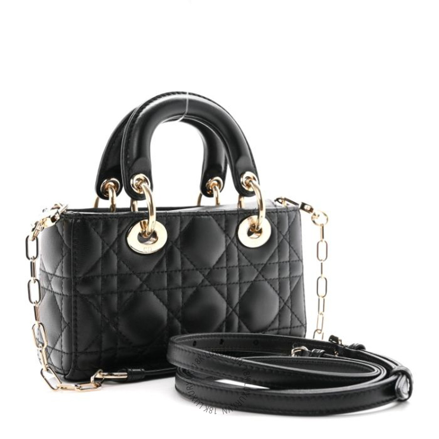 Túi xách đeo chéo Christian Dior Lambskin Cannage Micro Lady D-Joy Black FPTD111