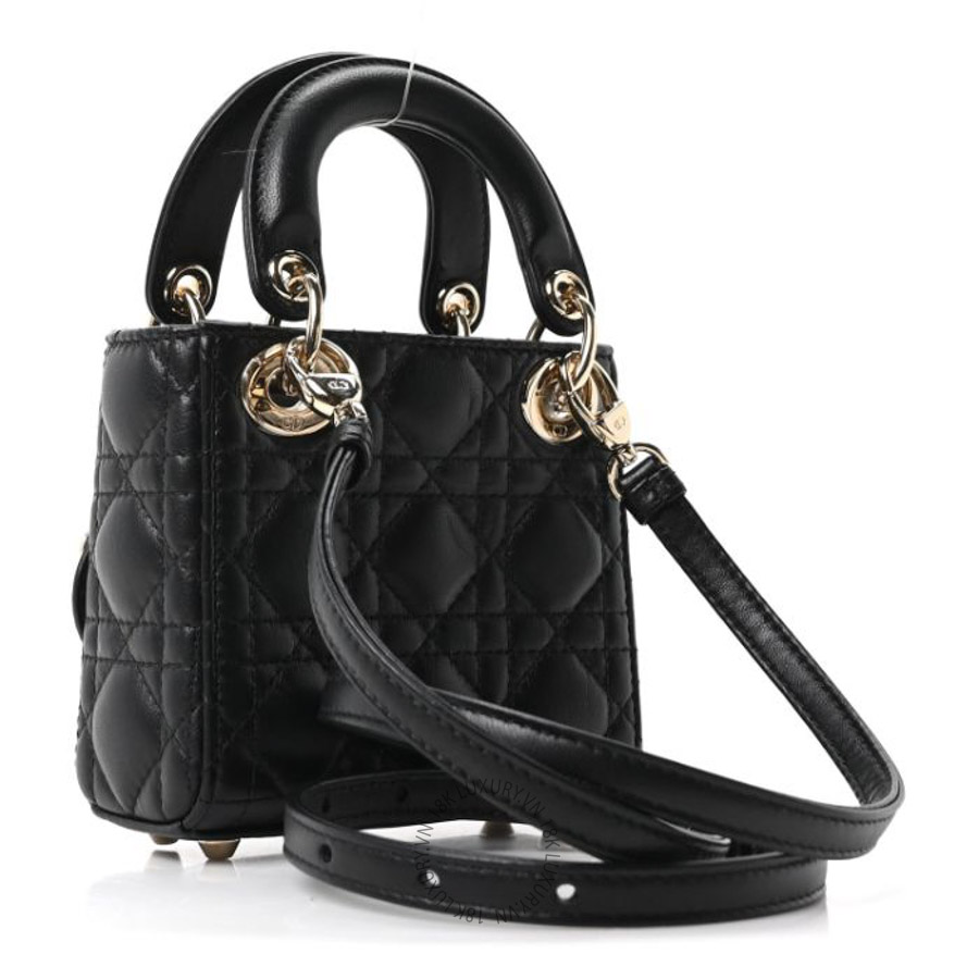 Túi xách đeo chéo Christian Dior Lambskin Cannage Micro Lady Dior Black DIO258