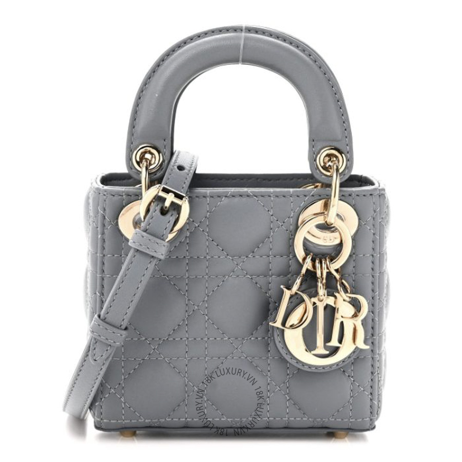 Túi Xách Đeo Chéo Christian Dior Lambskin Cannage Micro Lady Dior Cloud Blue SPSS073