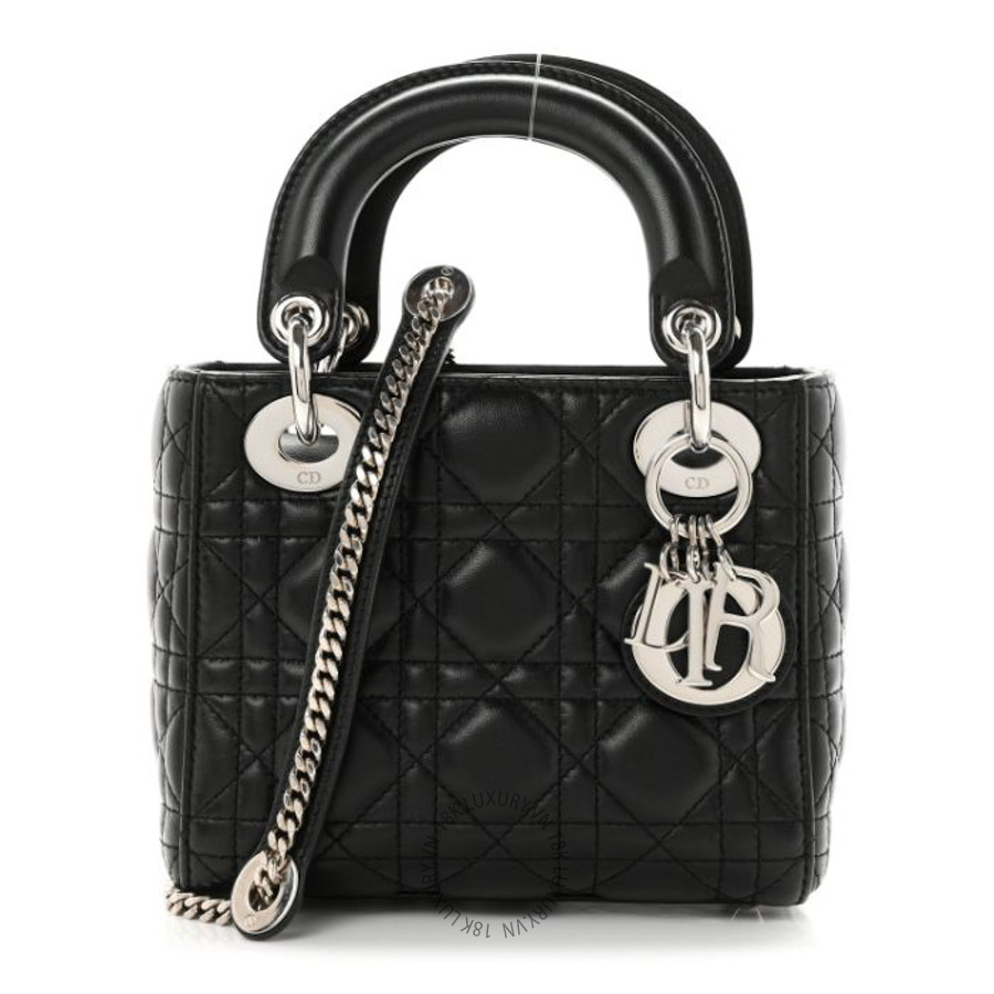 Túi xách đeo chéo Christian Dior Lambskin Cannage Mini Lady Dior Black DIO209