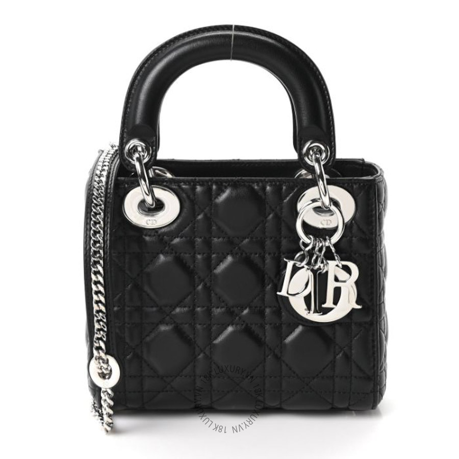 Túi xách đeo chéo Christian Dior Lambskin Cannage Mini Lady Dior Black FPTD174