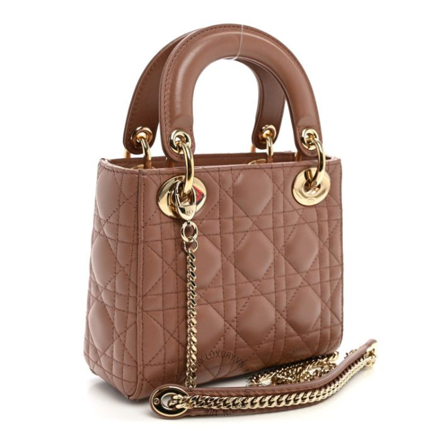 Túi xách đeo chéo Christian Dior Lambskin Cannage Mini Lady Dior Fard DIO072
