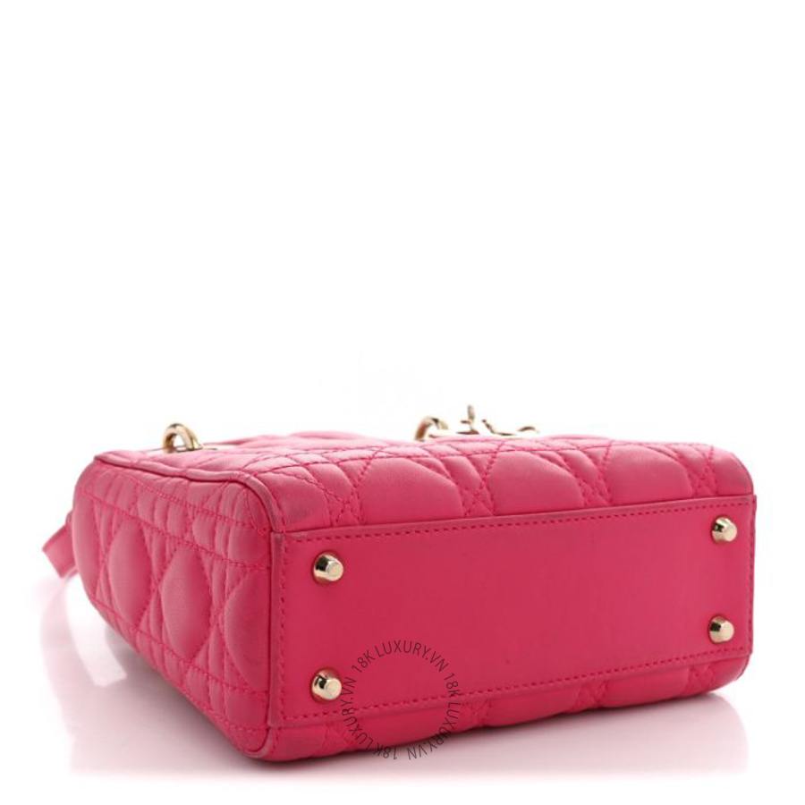 Túi xách đeo chéo Christian Dior Lambskin Cannage Mini Lady Dior Pink DIO176 8 Túi xách đeo chéo Christian Dior Lambskin Cannage Mini Lady Dior Pink DIO176