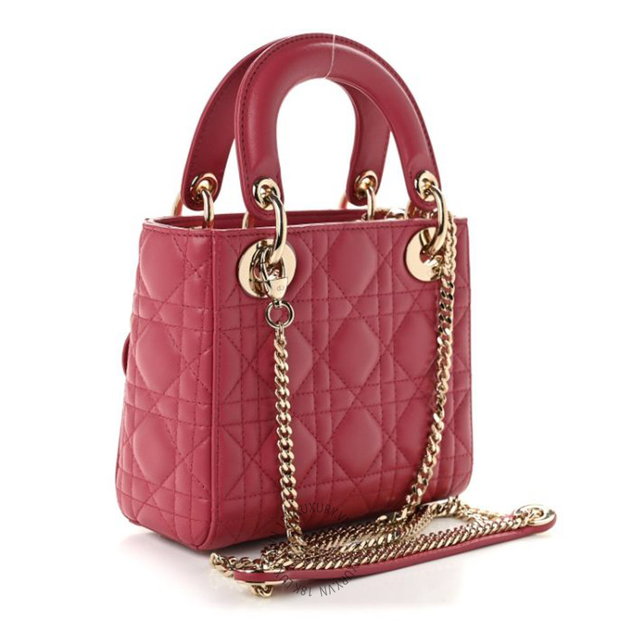 Túi xách đeo chéo Christian Dior Lambskin Cannage Mini Lady Dior Pink FPTD030