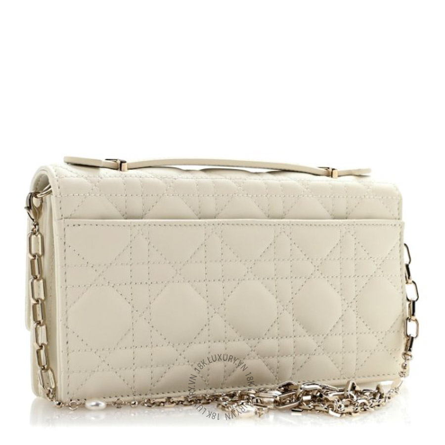 Túi xách đeo chéo Christian Dior Lambskin Cannage Mini My Dior Bag Latte DIO086