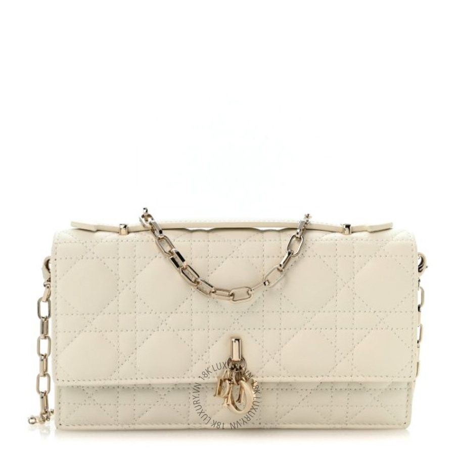 Túi xách đeo chéo Christian Dior Lambskin Cannage Mini My Dior Bag Latte DIO086