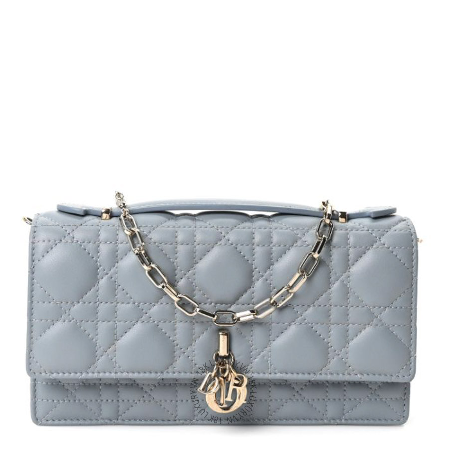 Túi xách đeo chéo Christian Dior Lambskin Cannage Mini My Dior Top Handle Clutch Cloud Blue DIO158
