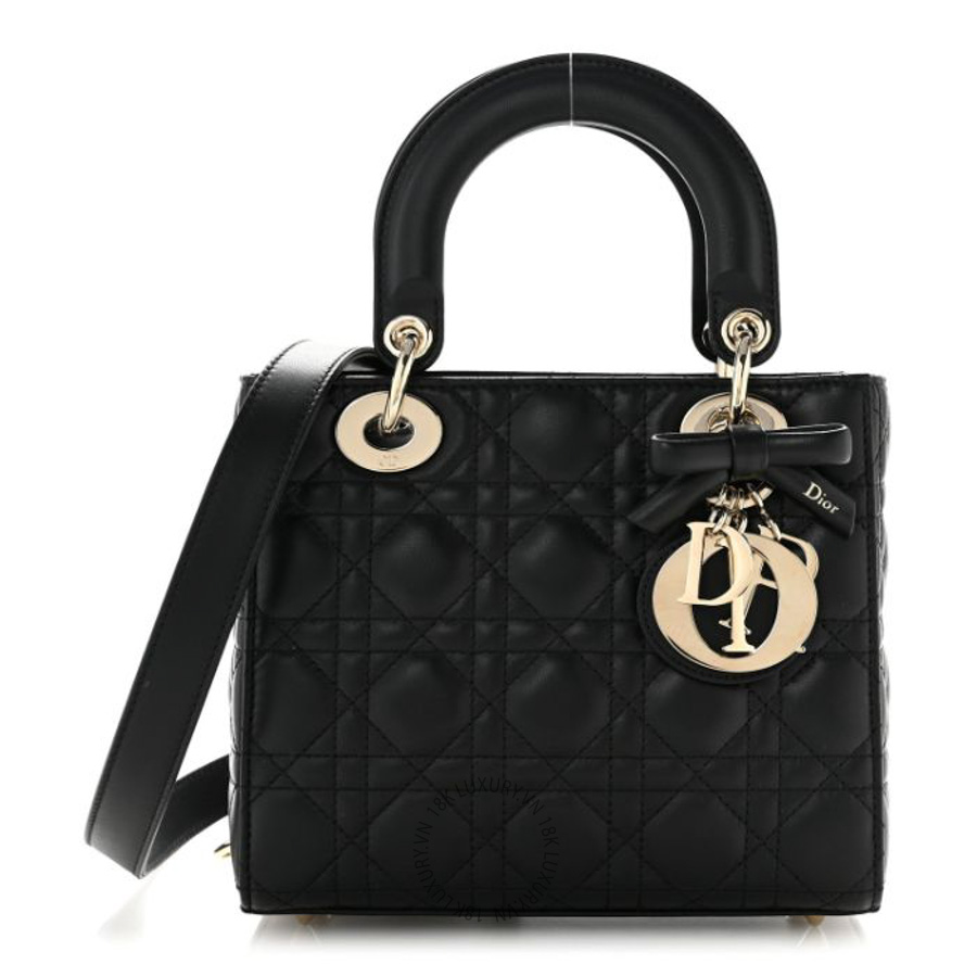 Túi xách đeo chéo Christian Dior Lambskin Cannage Small Lady Dior Black FPTD241