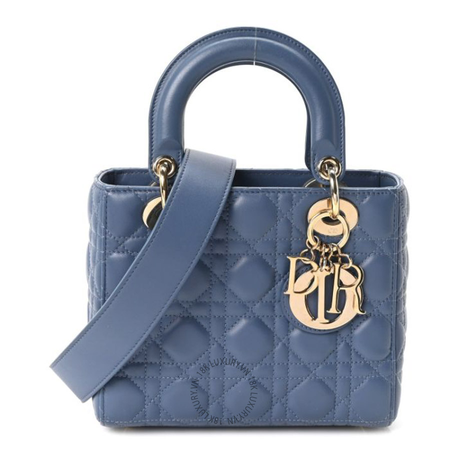 Túi xách đeo chéo Christian Dior Lambskin Cannage Small My ABCDior Lady Dior Denim Blue FPTD096