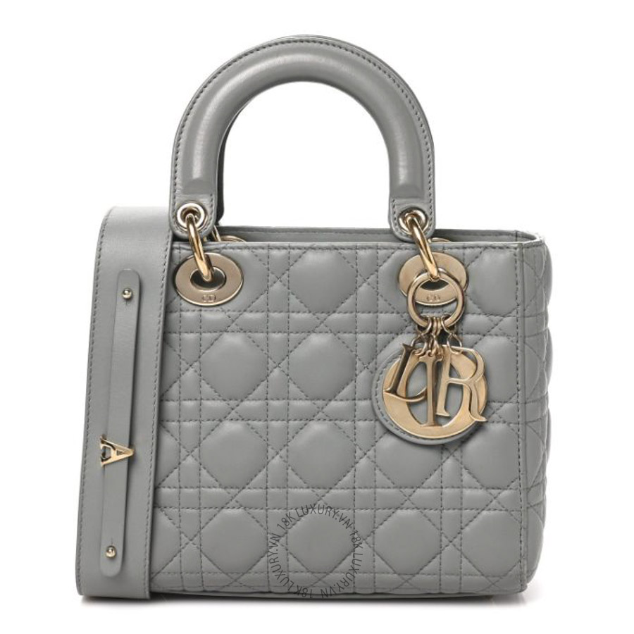 Túi xách đeo chéo Christian Dior Lambskin Cannage Small My ABCDior Lady Dior Grey FPTD124