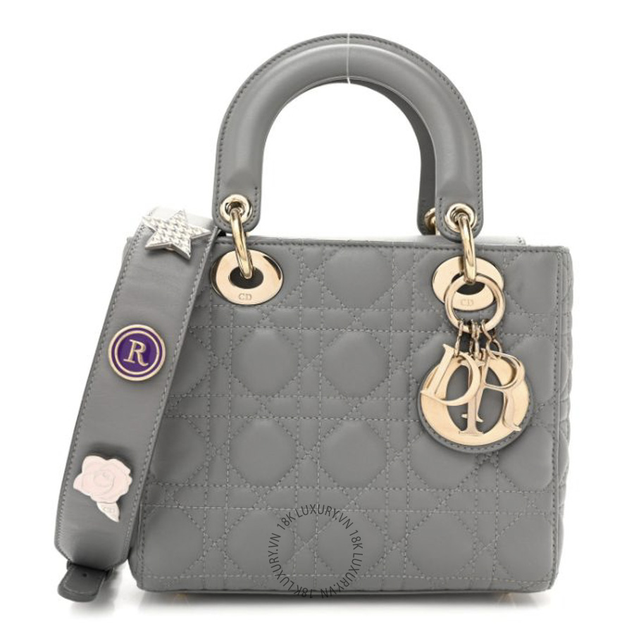 Túi Xách Đeo Chéo Christian Dior Lambskin Cannage Small My ABCDior Lady Dior Grey SPSS139
