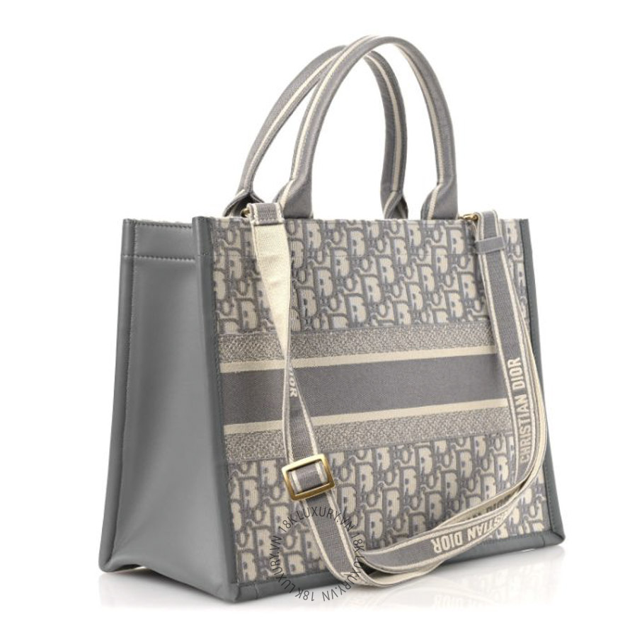 Túi Xách Đeo Chéo Christian Dior Oblique Chambray Calfskin Medium Book Tote With Strap Grey Latte SPSS002