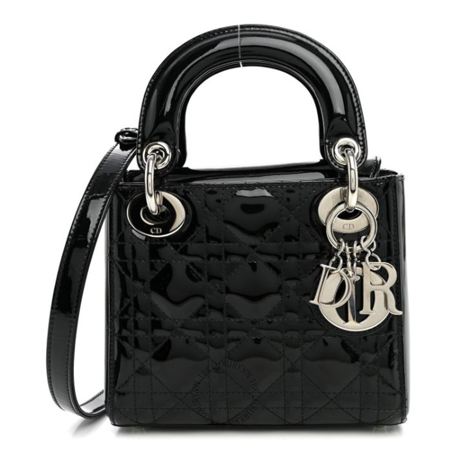 Túi xách đeo chéo Christian Dior Patent Cannage Mini Lady Dior Black DIO095