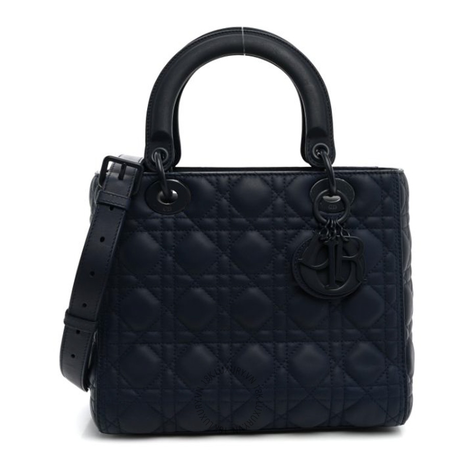 Túi xách đeo chéo Christian Dior Ultra Matte Calfskin Cannage Medium Lady Dior Blue DIO024