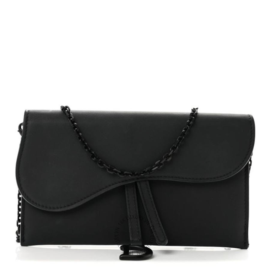 Túi xách đeo chéo Christian Dior Ultra Matte Calfskin Saddle Chain Wallet Pouch Black FPTD093