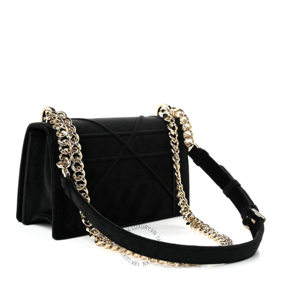 Túi xách đeo chéo Christian Dior Velvet Small Diorama Flap Bag Black DIO179