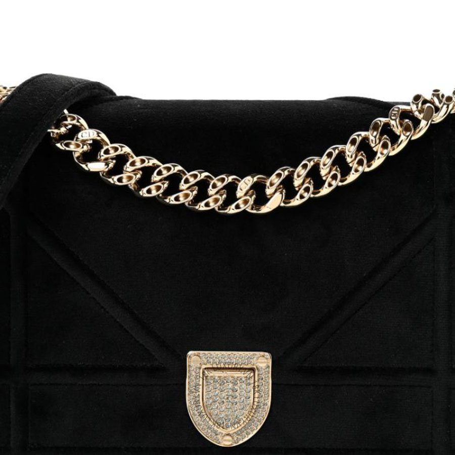 Túi xách đeo chéo Christian Dior Velvet Small Diorama Flap Bag Black DIO179 11 Túi xách đeo chéo Christian Dior Velvet Small Diorama Flap Bag Black DIO179