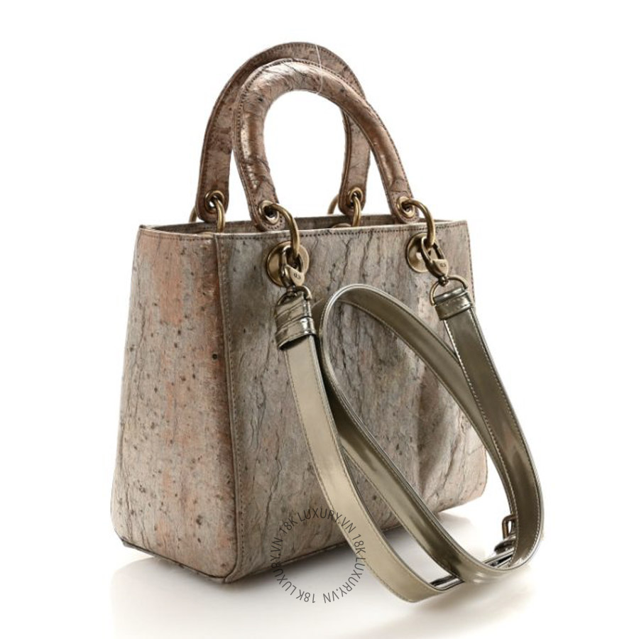Túi Xách Đeo Chéo Christian Dior X LEE BUL Treated Calfskin Medium Lady Dior Art Bronze SPSS197