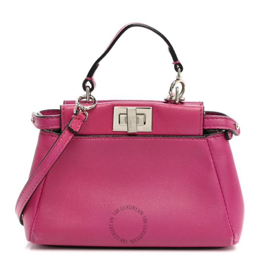 Túi xách đeo chéo Fendi Nappa Micro Peekaboo Iconic Satchel Magenta TFD162