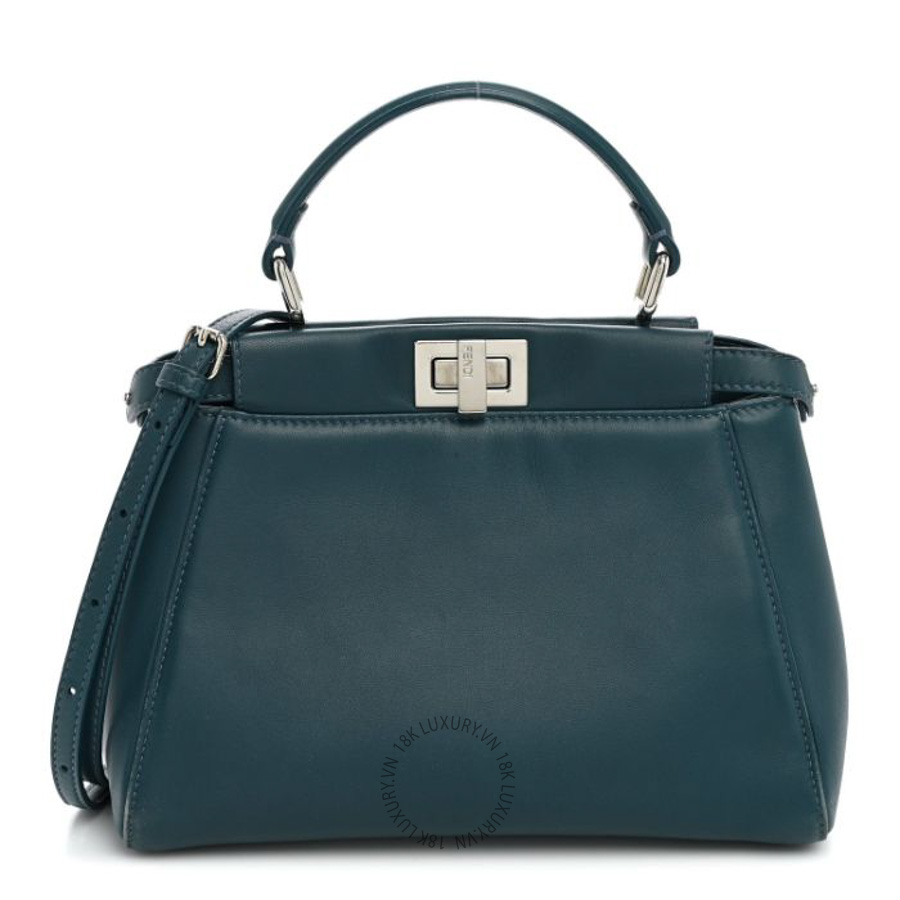 Túi xách đeo chéo Fendi Nappa Mini Peekaboo Iconic Satchel Blue TFD133
