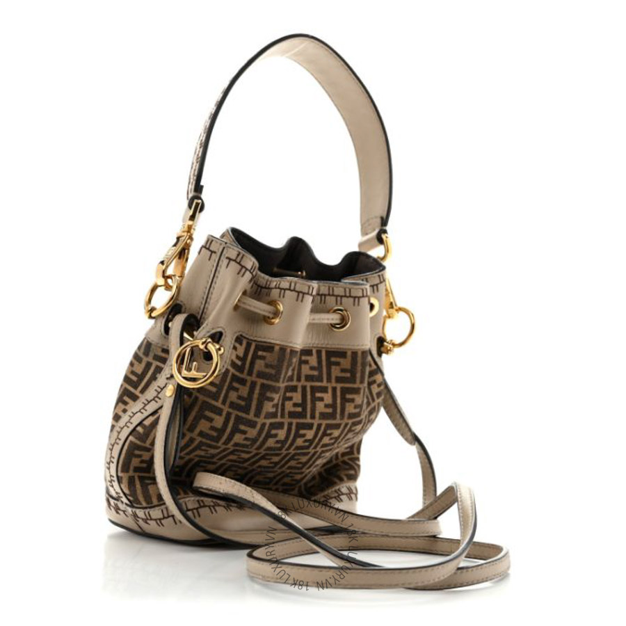 Túi xách đeo chéo Fendi Suede Vitello Grace F is Fendi Micro FF Mini Mon Tresor Bucket Bag Nude Spring Maya TFD067