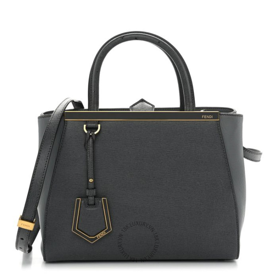 Túi xách đeo chéo Fendi Vitello Elite Petite 2Jours Tote Grigio Grigio Chiaro TFD098