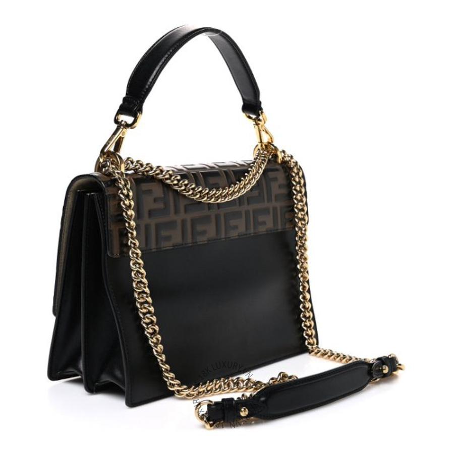 Túi xách đeo chéo Fendi Vitello Liberty Bi-Color FF 1974 Embossed Chain Strap Kan U Shoulder Bag Black Maya TFD077