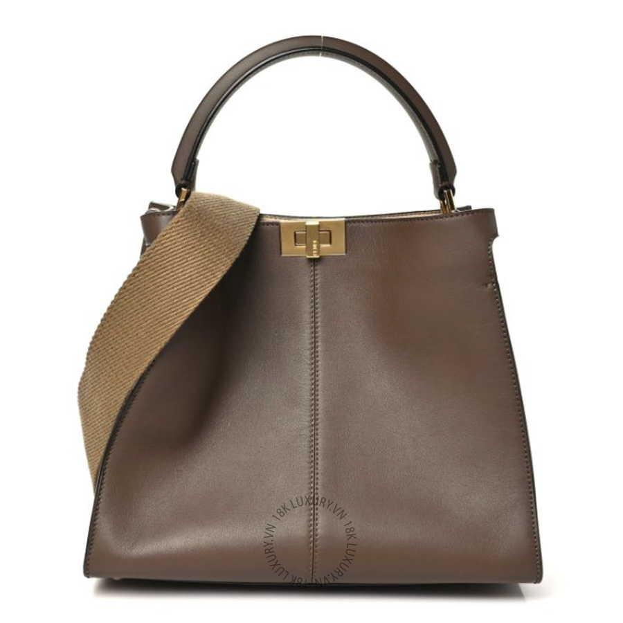 Túi xách đeo chéo Fendi Vitello Seta Glazed Fabric FF 1974 Medium Peekaboo X-Lite Maya Mogano Panna Maya Mogano Panna TFD258