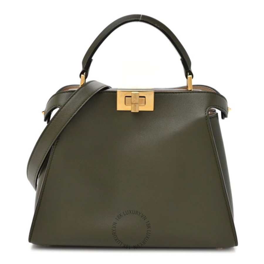 Túi xách đeo chéo Fendi Vitello Tahiti Burro Medium Peekaboo Iconic Essentially Satchel Asparago Camelia TFD436