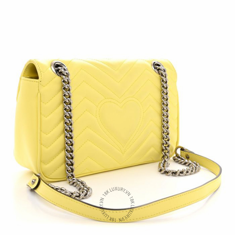 Túi xách đeo chéo Gucci Calfskin Matelasse Small GG Marmont Shoulder Bag Banana NFPG264